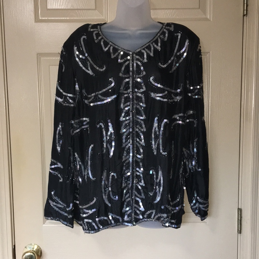 Vintage Evening in India 2X Black Jacket with sequins NWT